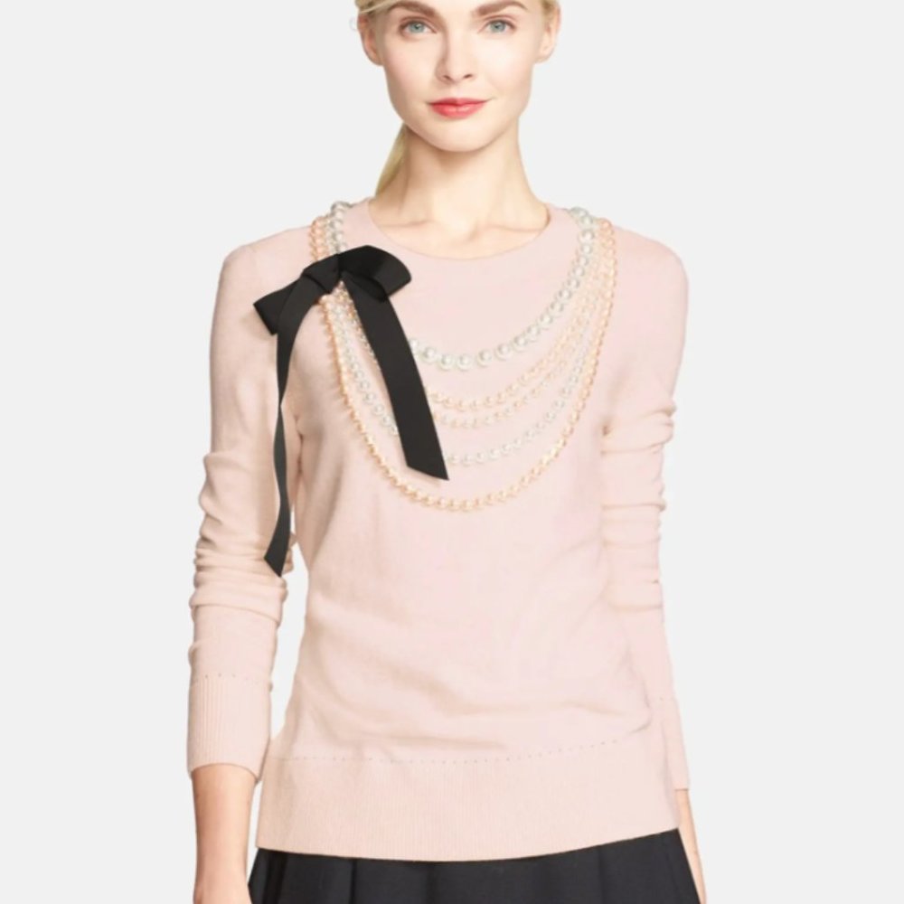 Kate Spade Maxine pink pearl wool cashmere sweater